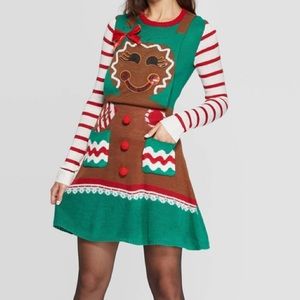 Women’s Long Sleeve Gingerbread Ugly Holiday Dress